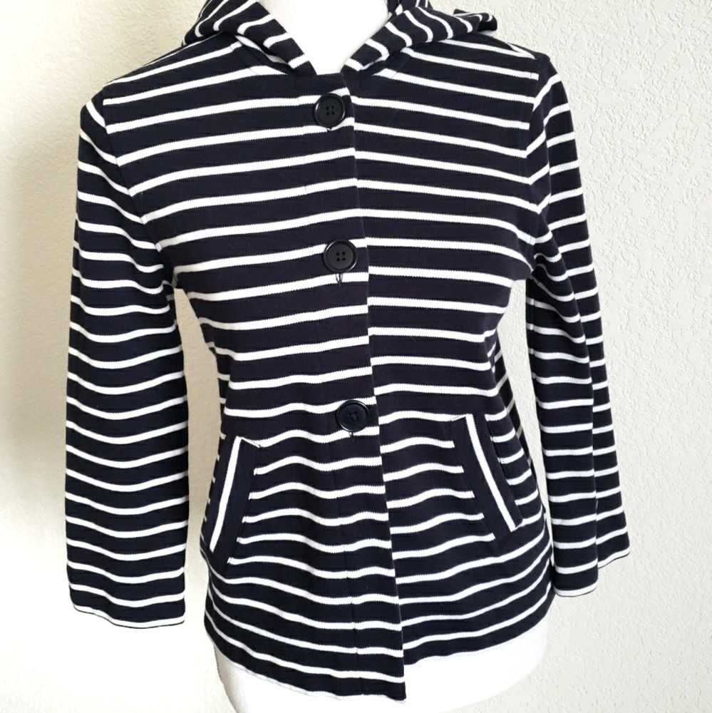 J. Crew Hooded Striped Cardigan Small